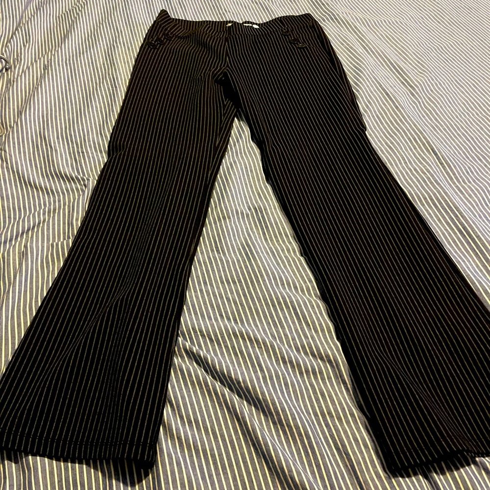 Betabrand pin stripped slacks